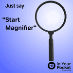 Magnifiying glass with the words "Just Say Start Magnififer"